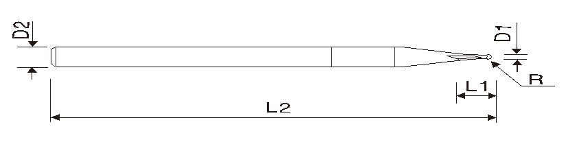 Fresa micro de ponta cónica 0.005” EMA12, fresa de calibrar de estria dupla