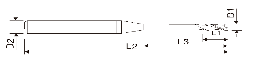 Fresa micro de extremidade  quadrada EMA13, pescoço comprido