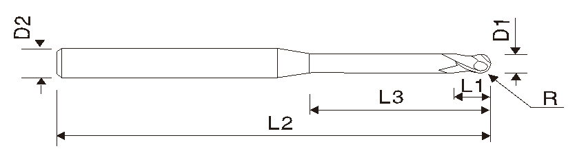 Fresa micro de extremidade cónica EMA14 (estria dupla), fresa de pescoço comprido
