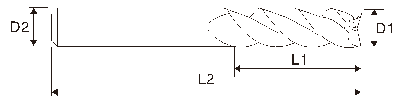 Fresa de carboneto para alumínio EMT09 (3 estrias)