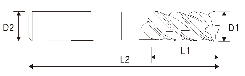 Fresa quadrada de carboneto EMC03 X5070, (4 estrias)