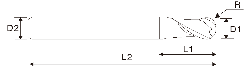 Fresa cónica de carboneto EMC06 X5070, comprimento longo