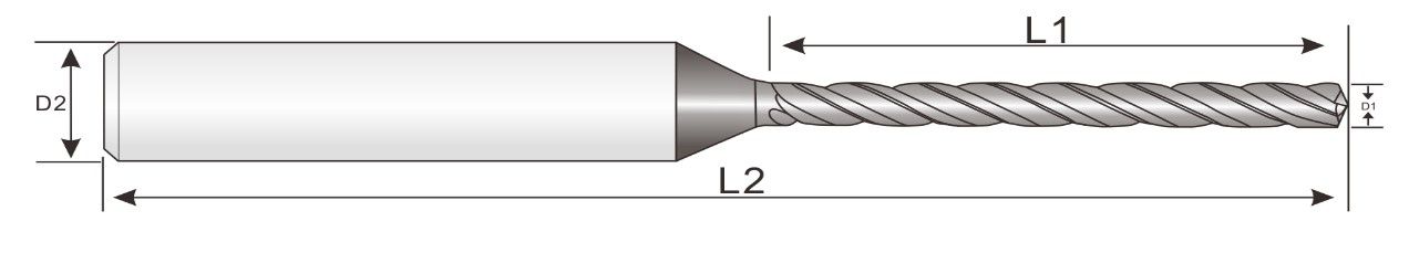 Broca de carboneto sólido 3.0mm/3.175mm, EMH16, EMH17